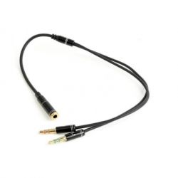 Кабель мультимедійний 3.5mm F to 2x3.5mm M 0.4m (4pin) black XoKo (AC-009) - Картинка 3