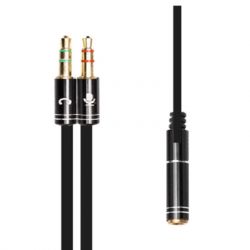   3.5mm F to 2x3.5mm M 0.4m (4pin) black XoKo (AC-009)