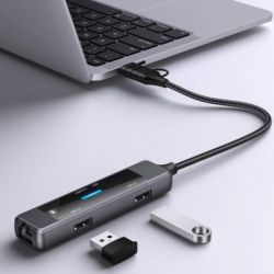 Концентратор XoKo USB-C 5-in-1 USB 3.0 + USB 2.0 + SD/TF + RJ45 100Mbps silver (XK-AC-350) - Картинка 3