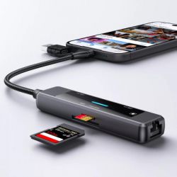 Концентратор XoKo USB-C 5-in-1 USB 3.0 + USB 2.0 + SD/TF + RJ45 100Mbps silver (XK-AC-350) - Картинка 7