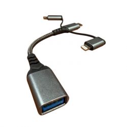  OTG USB 3.0 AF to USB-C + Micro 5P + Lightning 0.11m 60W XoKo (XK-AC-155) -  3