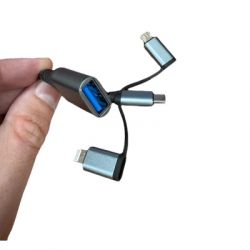  OTG USB 3.0 AF to USB-C + Micro 5P + Lightning 0.11m 60W XoKo (XK-AC-155) -  4