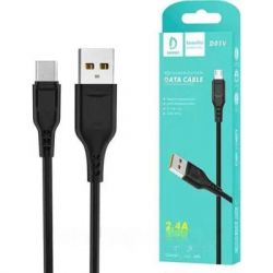 Дата кабель USB 2.0 AM to Micro 5P 1.0m 2.4A silicone black Denmen (DM-D01V-BK) - Картинка 2