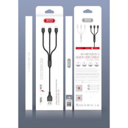���� ������ USB 2.0 AM to Lightning + Micro 5P + USB-C 1.0m 2.1A black XO (NB103-3in1-1-BK) - �������� 2