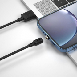 Дата кабель USB 2.0 AM to Lightning 1.0m 2.1A magnetic pvc black XO (NB187-L-1-BK) - Картинка 2