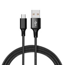 ���� ������ USB 2.0 AM to Micro 5P 2.0m 1.5A braided black XO (NB143-M2-BK)