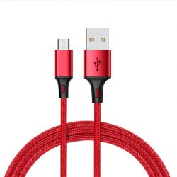 ���� ������ USB 2.0 AM to Micro 5P 1.0m 2.4A braided red XO (NB143-M1-RD)