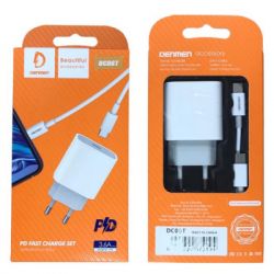 Зарядний пристрій Denmen USB-C PD20W 3.6A + cable USB-C to USB-C white (DM-DC06T-WH) - Картинка 5