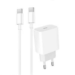   Denmen USB-C PD20W 3.6A + cable USB-C to USB-C white (DM-DC06T-WH)