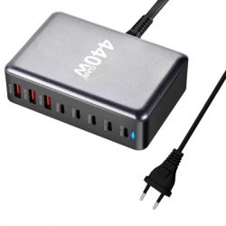 Зарядний пристрій XoKo 2xUSB-С PD100W + 3xUSB-С PD65W + 3xUSB QC18W 440W GaN (QC-400) - Картинка 2