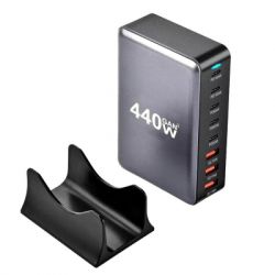 Зарядний пристрій XoKo 2xUSB-С PD100W + 3xUSB-С PD65W + 3xUSB QC18W 440W GaN (QC-400) - Картинка 3