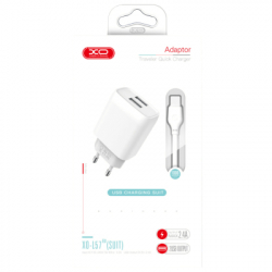 Зарядное устройство XO 2xUSB 2.4A + cable USB to Micro 5P white (L57-M-WH) - Картинка 3