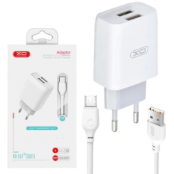 Зарядное устройство XO 2xUSB 2.4A + cable USB to Micro 5P white (L57-M-WH) - Картинка 5