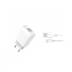  XO 2xUSB 2.4A + cable USB to Micro 5P white (L57-M-WH)