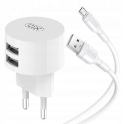   XO 2xUSB 2.4A + cable USB to Micro 5P white (L62-M-WH)