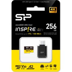 Карта пам'яті Карта пам'яті Silicon Power 256GB microSDXC class 10 UHS-I U3 V30 A1 Inspire (SP256GBSTXLA2V1NSP) - Картинка 4