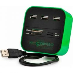  Voltronic USB 2.0 to 3xUSB 2.0 + SD/MMC/TF/M2 green/black (CUB3-GB)