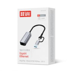 Адаптер USB-C + USB A to RJ45 Ethernet 1000Mbps ColorWay (CW-AD-CRG) - Картинка 12
