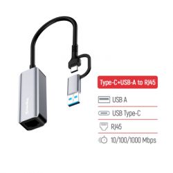 Адаптер USB-C + USB A to RJ45 Ethernet 1000Mbps ColorWay (CW-AD-CRG) - Картинка 5