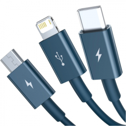 ���� ������ USB 2.0 AM to Lightning + Micro 5P + Type-C 1.5m 3.5A blue Baseus (CAMLTYS-03) - �������� 2