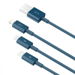 ���� ������ USB 2.0 AM to Lightning + Micro 5P + Type-C 1.5m 3.5A blue Baseus (CAMLTYS-03) - �������� 3