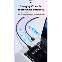 Дата кабель USB 2.0 AM to USB-C 3.0m 100W black Essager (EXC7A-WLC01-P) - Картинка 6