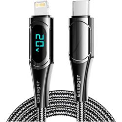 ���� ������ USB-C to Lightning 2.0m 20W Digital Display black Essager (EXCTL-YDA01)