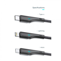 ���� ������ USB 2.0 AM to USB-C 0.25m black Essager (EXCT-LSB01) - �������� 12