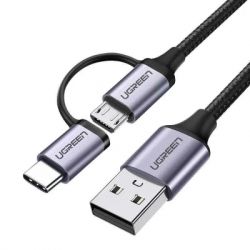   USB 2.0 AM to USB-C + Micro 5P 1.0m 3A US177 black Ugreen (30875)