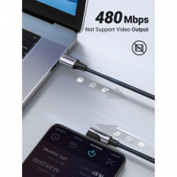 ���� ������ USB-C to USB-C 0.5m 3A 60W 90� corner US255 black/gray UGREEN (50122) - �������� 4