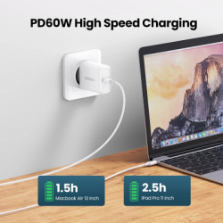 Дата кабель USB-C to USB-C 0.5m 3A 60W US264 white UGREEN (60517) - Картинка 4