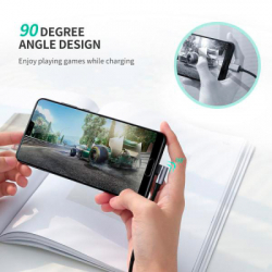 Дата кабель USB 2.0 AM to USB-C 0.5m 3A US284 90° corner black UGREEN (50940) - Картинка 2