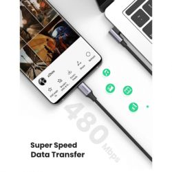 ���� ������ USB-C 2.0 to USB-C 1.0m 90� corner US334 black Ugreen (70643) - �������� 3