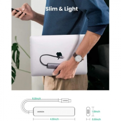 ������������ Ugreen USB-C to 4xUSB 3.0 + HDMI CM417 gray (20197) - �������� 6