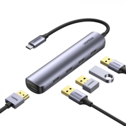 ������������ Ugreen USB-C to 4xUSB 3.0 + HDMI CM417 gray (20197)