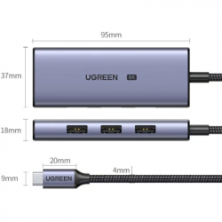  Ugreen USB-C 4-in-1 3xUSB 3.0 + HDMI CM500 gray (50629) -  2