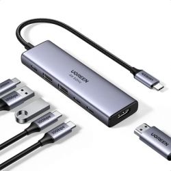Концентратор Ugreen USB-C to HDMI + 2xUSB 3.2 + 2xUSB-C 3.2 + PD CM511 gray (35999) - Картинка 2