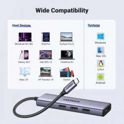 ������������ UGREEN USB-C to HDMI + 3xUSB 3.0 + PD CM511 gray (15596) - �������� 2