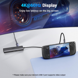 Концентратор UGREEN USB-C to HDMI + 2xUSB 3.2 + USB-C 3.2 + RJ45 + PD CM512 gray (45000) - Картинка 3