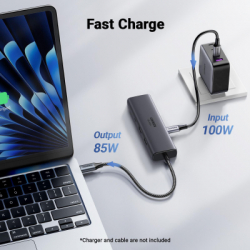 Концентратор UGREEN USB-C to HDMI + 2xUSB 3.2 + USB-C 3.2 + RJ45 + PD CM512 gray (45000) - Картинка 6