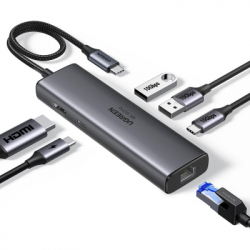 ������������ UGREEN USB-C to HDMI + 2xUSB 3.2 + USB-C 3.2 + RJ45 + PD CM512 gray (45000)