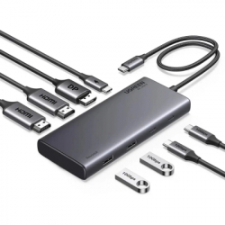 ������������ Ugreen USB-C to 2xUSB 3.2 + 2xUSB-C 3.2 + 2xHDMI + DP 4K60Hz + PD 100W CM639 gray (35625)