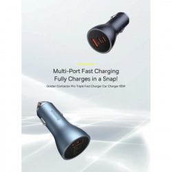 Зарядное устройство Baseus 1xUSB + 2xUSB-C 65W Golden Contactor Pro dark gray (CGJP010013) - Картинка 6