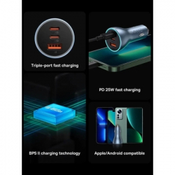 Зарядное устройство Baseus 1xUSB + 2xUSB-C 65W Golden Contactor Pro dark gray (CGJP010013) - Картинка 7