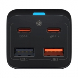 Зарядное устройство Baseus 2xUSB-C 65W + 2xUSB GaN + cable USB-C to USB-C 100W 1.0m black (CCGP040101) - Картинка 3