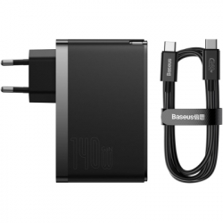 �������� ������� Baseus 2xUSB-C 140W + 1xUSB GaN + cable USB-C to USB-C black (CCGP100201) - �������� 4
