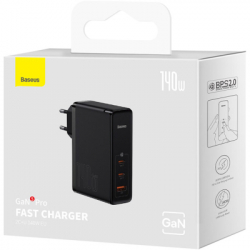 �������� ������� Baseus 2xUSB-C 140W + 1xUSB GaN + cable USB-C to USB-C black (CCGP100201) - �������� 7