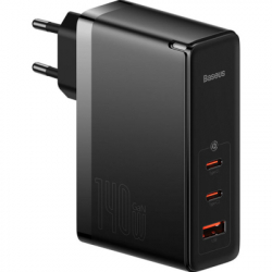 �������� ������� Baseus 2xUSB-C 140W + 1xUSB GaN + cable USB-C to USB-C black (CCGP100201)