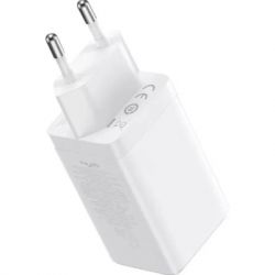 Зарядное устройство Baseus 2xUSB-C 65W + 1xUSB GaN + cable USB-C to USB-C 100W 1.0m white (CCGP120202) - Картинка 3