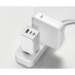Зарядное устройство Baseus 2xUSB-C 65W + 1xUSB GaN + cable USB-C to USB-C 100W 1.0m white (CCGP120202) - Картинка 8